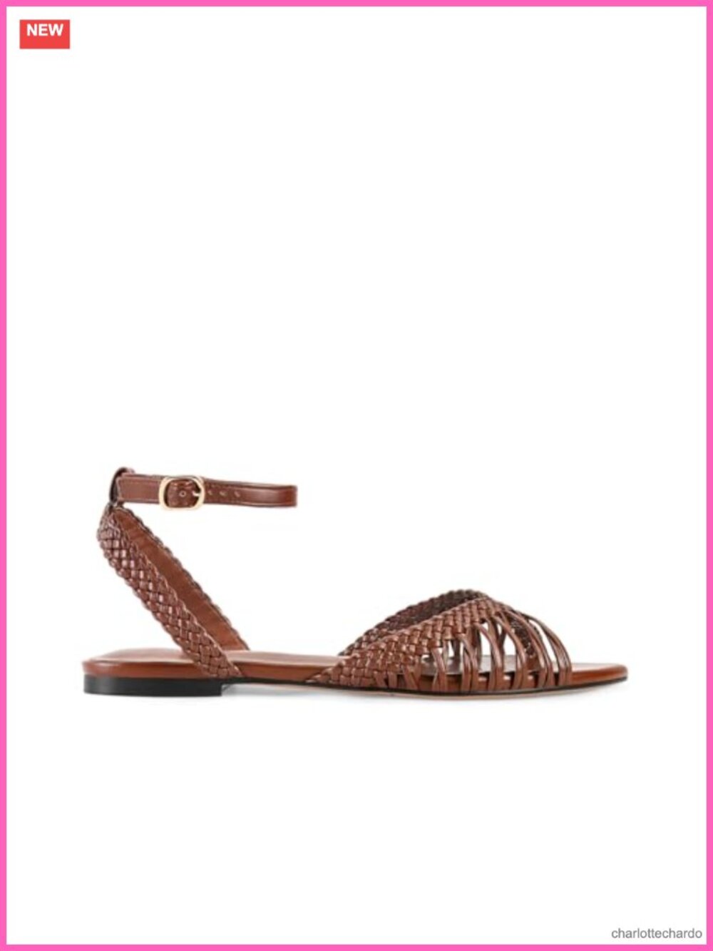 Faux Leather Woven Flats Sandals for Women Strappy Pointed Open Toe Braid Beach